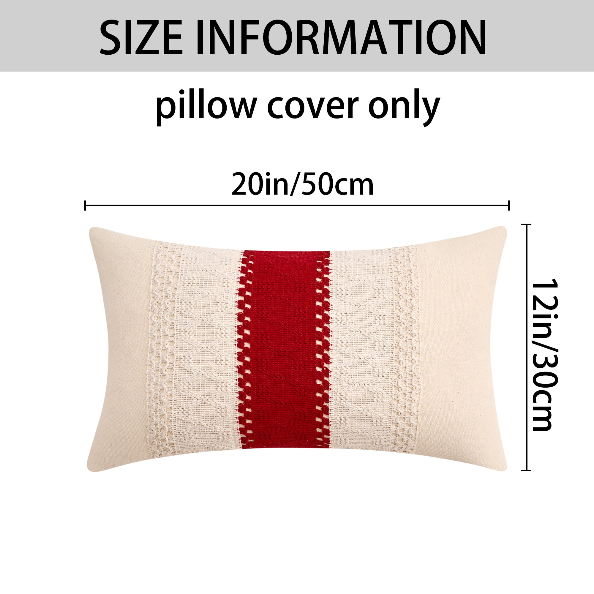 Unique Bargains 2Pcs Geometry Weave Throw Pillow Covers for Sofa Red 12" x 20"