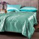 thumbnail image 3 of Manta de verano CLLC transpirable de seda de hielo suave, juego de sábanas ligeras de doble cara, juego de mantas frescas para dormir con estampado floral para todas las estaciones (A, Azul cielo), 3 of 8