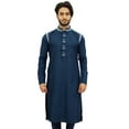 thumbnail image 1 of Atasi Men's Designer Ethnic Navy Blue Cotton Kurta Pyjama Set Long Shirt-Small, 1 of 7