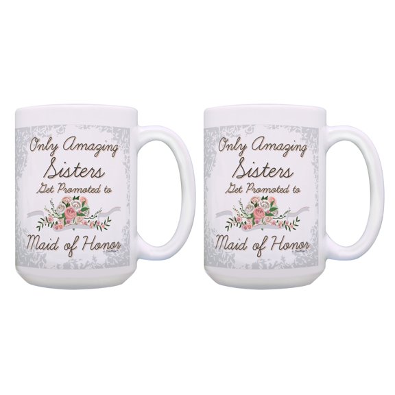 ThisWear Older Sisters Gifts Maid of Honor Gifts for Sister Mug 2 Pack Gift 15oz Coffee Mugs Multi