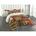 thumbnail image 3 of Ambesonne African Quilted Bedspread Set 3 Pcs, Patchwork Style, Queen Size, Red Green Black, 3 of 5