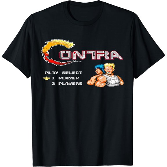 Contra Title Screen Retro Pixel Warrior Classic Gaming T-Shirt Vintage Tee -Birthday Gifts
