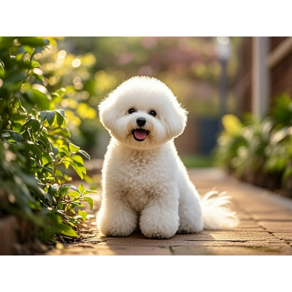 5D Diamond Art DIY Kits Bichon Frise Diamond Painting Full Round Drill Crystal by Number Mosaic Arts and Crafts for Living Room Home Wall Decor 12x16 inch / 30x40cm