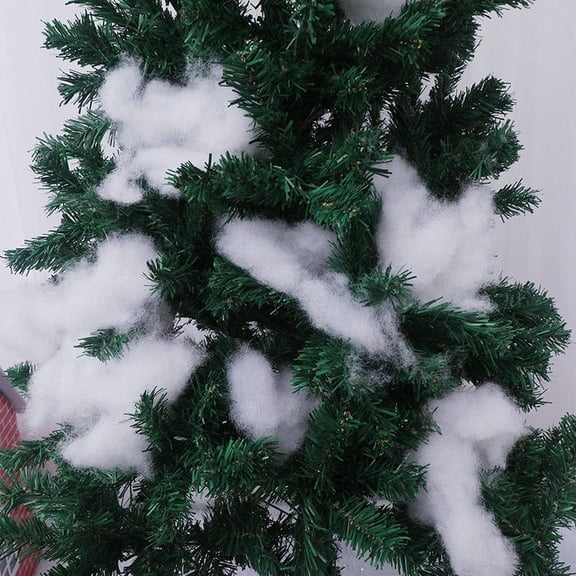 50g Fake Snow Cotton Fluff, Artificial Snow for Christmas Tree Decor, Soft Fluffy White Snow Fiber for Winter Village, Mantle, Nativity & Holiday DIY Crafts, Indoor Christmas Decoration Supplies