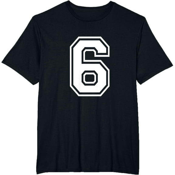 t-shirt Number 6 T-Shirt Birthday Varsity Sports Team Jersey mens，black，women，funny，men，journey，Crew Neck, Short Sleeve,printing