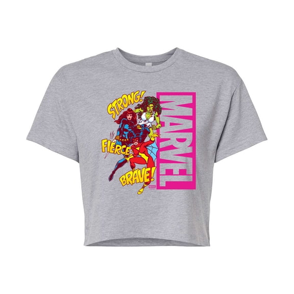 Marvel - Super Hero Women Sound Effects - Juniors Cropped Graphic T-Shirt