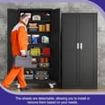 thumbnail image 6 of Metal Storage Cabinet with Wheels,Tall Rolling Garage Storage Cabinet with 2 Doors and 5 Adjustable Shelves - 75" Steel Lockable File Cabinet,Locking Tool Cabinets for Garage,Office,Gym,School(Black), 6 of 9