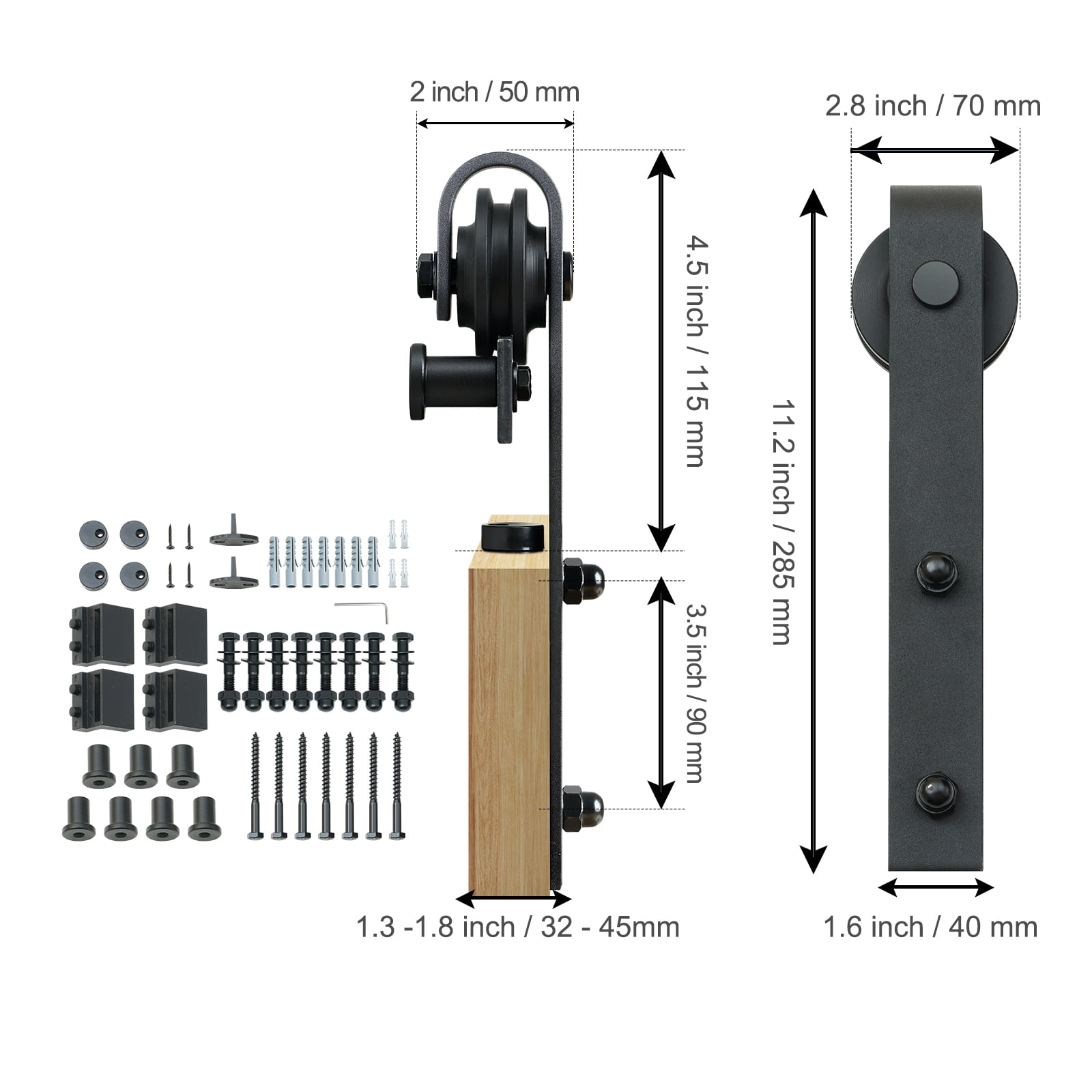 VEVOR 8 ft, Sliding Barn Door, 96.1'' x 1.5'' x 0.2'' Carbon Steel Material Barn Door Hardware Kit