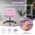 thumbnail image 5 of Criss Cross Legged Chair Ergonomic Home Office Desks Chair with Casters, Armless Wide Comfy Vanity Desk Seat Swivel Rolling Computer Chair, Adjustable Height, Rocking Function, Pink, 5 of 9