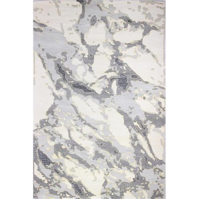 Bashian R129-IVGY-2.6X8-HG383 2 ft. 6 in. x 8 ft. Greenwich Contemporary Wool & Viscose Hand Tufted Area Rug, Ivory & Grey