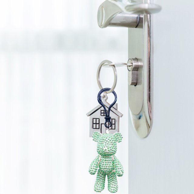 Cuadros Decorativos 2 piezas de llavero de oso de diamante para mujer llavero de coche DIY colgantes 5D (XYSK05) Likrtyny embutido en tela