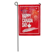 NUDECOR Happy Canada Day Placard Feu d'artifice Lettrage Étoiles Feuille d'érable Rouge Couleur du drapeau canadien Drapeau de jardin patriotique Drapeau décoratif Maison Bannière 28 x 40 pouces