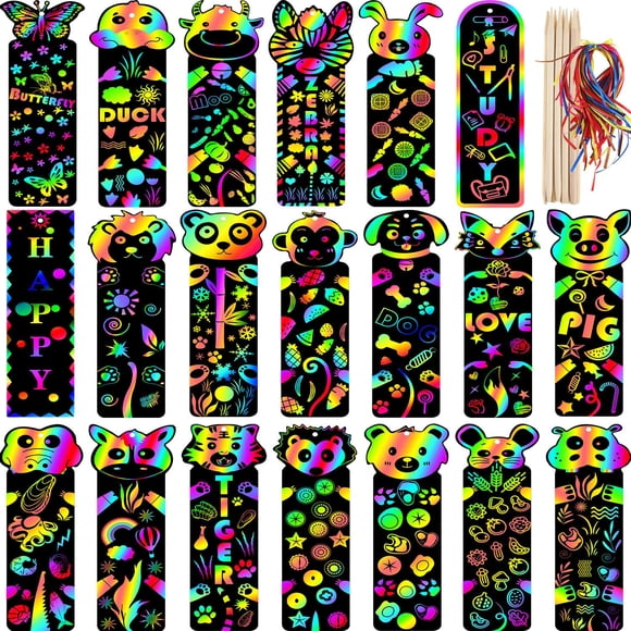 Marcadores Scratch Art Blulu, 100 unidades, 20 estilos, para niños