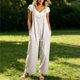 thumbnail image 2 of QQZ Wide Leg Jumpsuit For Women, Sleeveless Palazzo Flow Womens Overalls Flowy Pants Outfit For Daily Beach Outfits, 2 of 7