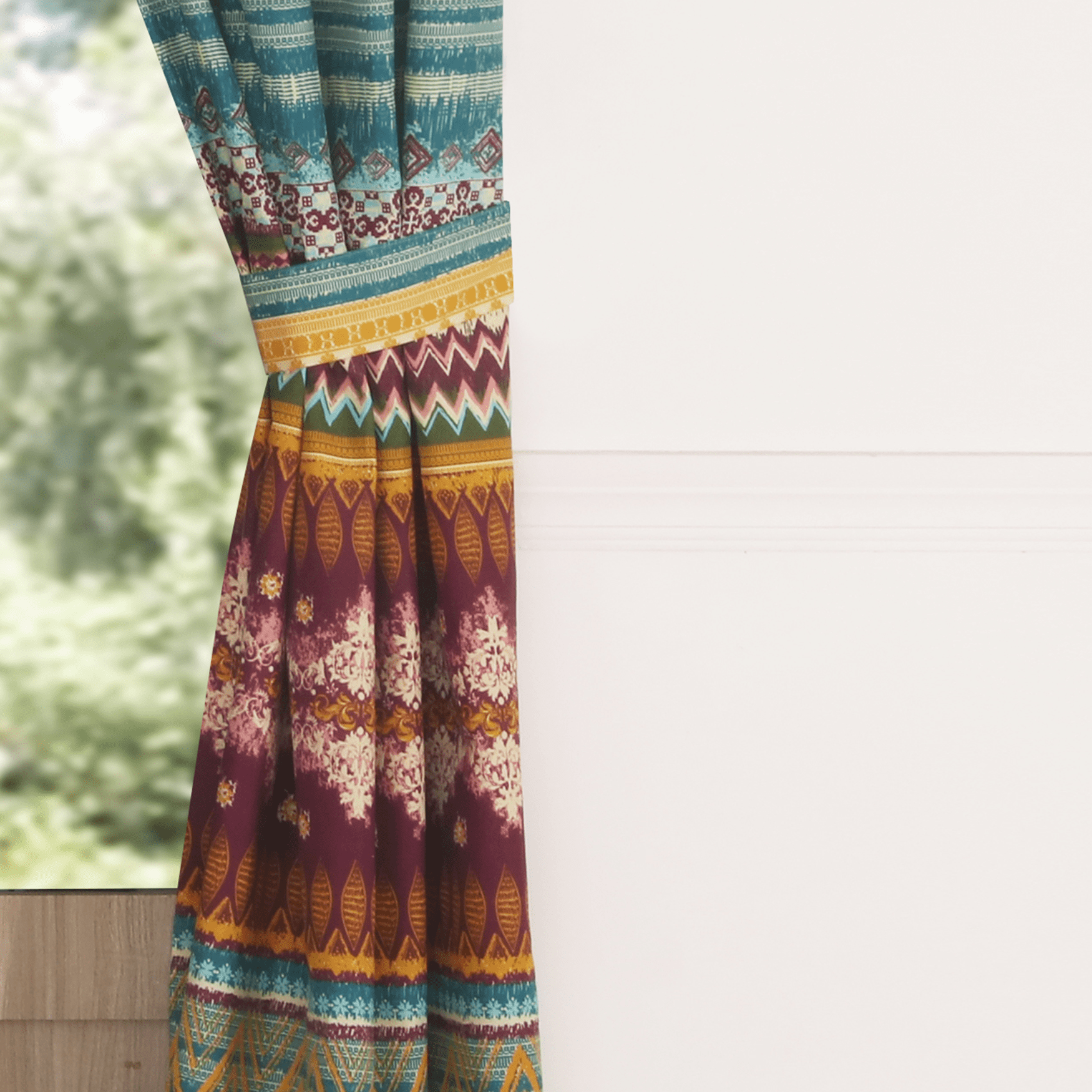Global Trends Santa Fe Tab Top Curtain Panels, 4 Piece Set, 84" long x 42" wide (x2)