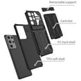thumbnail image 2 of for Samsung Galaxy S22 Ultra Sliding Card Slot Back Case with Hidden Kickstand, Hybrid TPU + PC Fall Prevention Shock Absorption Anti-drop Protective Phone Case Cover for Galaxy S22 Ultra, Black, 2 of 9