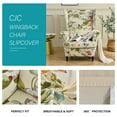 thumbnail image 2 of TOPCHANCES 2-Piece Wingback Chair Cover, Stretch Armchair Slipcover Wing Chair Sofa Covers, Beige Floral, 2 of 7