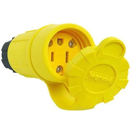 PS15W47CCV3 15 Amp Watertight Connector, Stgraight Blade, NEMA 4X/6P, 5-15R, Yellow (1 Count)