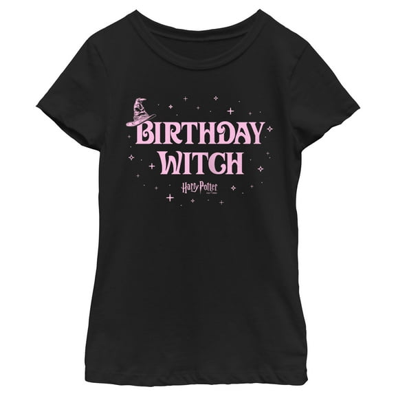 Girl's Harry Potter Birthday Witch  Graphic Tee Black Large