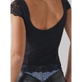thumbnail image 3 of Women Y2k Lace Trim T-shirt V Neck Cap Sleeve Backless Crop Top Summer Going Out Tops Streetwear, 3 of 5