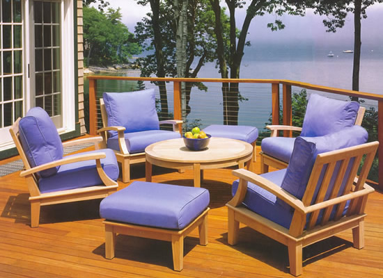 WholesaleTeak Outdoor Patio Grade-A Teak Wood 5 Piece Teak Sofa Set - 4 Lounge Chairs and 35" Round Coffee Table -Furniture only --Somer Collection #WMSSSA3 - image 2 of 6