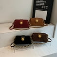 thumbnail image 5 of Baguery Women's Gold Chain Shoulder Bag - Suede Small Square Crossbody, Autumn/Winter All-Match Fashion Bag (8.2×3.1×4.7in)​, 5 of 8