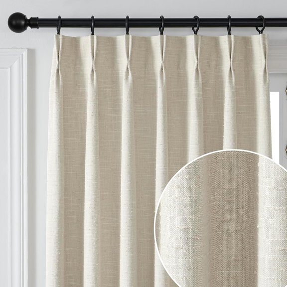 Pinch Pleat Linen Sheer Curtain for Bedroom,Back Tab Stripe Transparent Voile Window Drapes for Living Room, 2 Panels,40" W x90 L,Linen