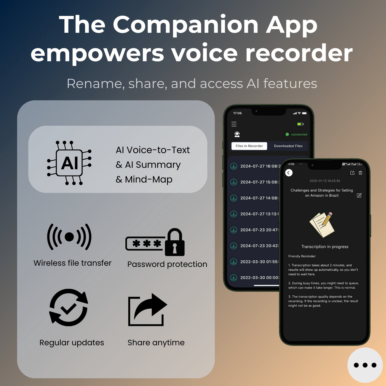 AI Voice Recorder with APP for Voice-to-Text Transcription, Translation, GPT-4o Summary, Mind Mapping, 64GB Storage, And A Magnetic Design, for Calls, Lectures, And Meetings, By FoCase Rec