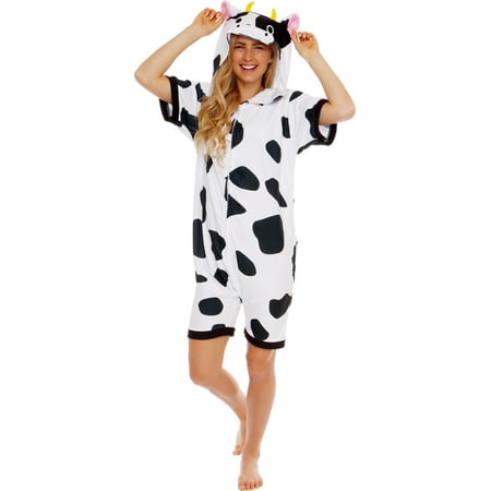 Silver Lilly Cow One Piece Short Sleeve Summer Animal Pajama