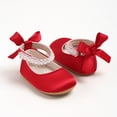 thumbnail image 5 of Zanarzt Soft Sole Baby Shoes Infant Baby Girls Mary Jane Flats Non Slip Rubber Sole with Bownot Toddler First Walkers Princess Wedding Dress Shoes Red,US 3.5, 5 of 6