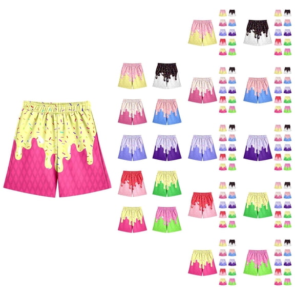 Boys Pants Boys Shorts Summer Casual Ice Print Baseball Shorts Elastic Waistband for Athletic Outdoor Activities