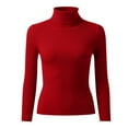 thumbnail image 4 of TrdSipl Women's Turtleneck Sweaters Casual Long Sleeve Pullover Sweater 2025 Winter Mock Neck Knitted Tshirt Thermal Slim Basic Tee Tops Red M, 4 of 6