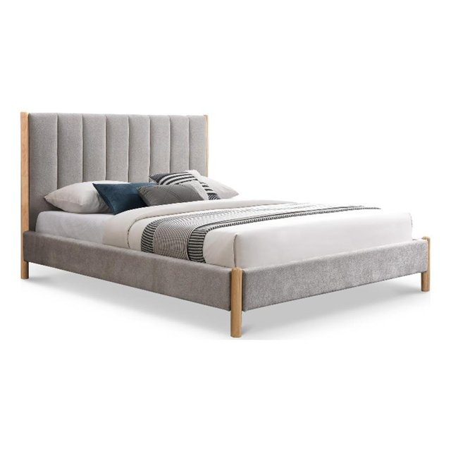 Pemberly Row Mid-Century Soft Gray Fabric Full Bed - 61"W x 82"D x 47"H