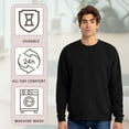 thumbnail image 5 of Unisex Santa Barbara Crewneck Sweatshirt, 80/20 Cotton/Polyester Fleece Long Sleeve Winter Sweater (Black , M), 5 of 8