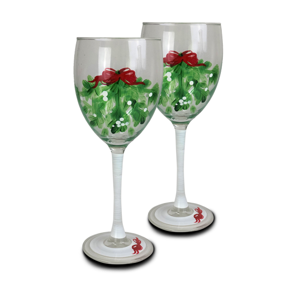 Golden Hill Studio 8” Mistletoe Wine Set of 2