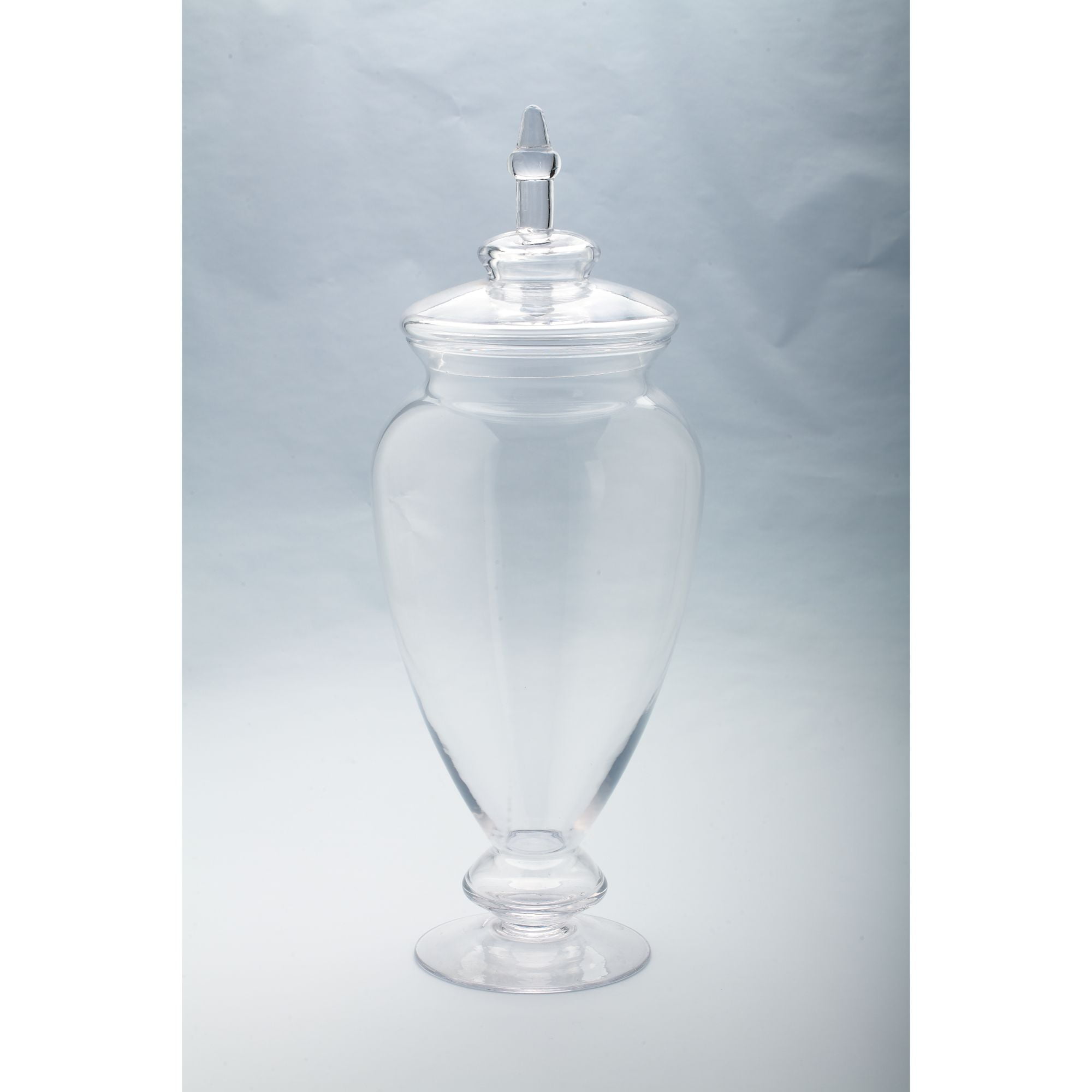 20” Clear HandBlown Glass Jar with Finial Lid