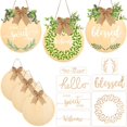 thumbnail image 1 of 16 Pièces Inachevés en Bois Disques Ensemble 3 Bois Cercle Suspendu Signes 7 Feuilles Réutilisables Peinture Pochoirs Mot Citation Inspiration Pochoirs 3 Arcs de Lin 3 Cordes pour l'Artisanat en Bois Décor Maison Bricolage Projets, 1 of 7