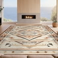 thumbnail image 2 of Design&I 8'x10' Washable Area Rug Beige Boho Abstract Southwestern Motif Solid Minimalist Heathered for Dining Room, Large Office, Lounge, Snag-Free, 2 of 7