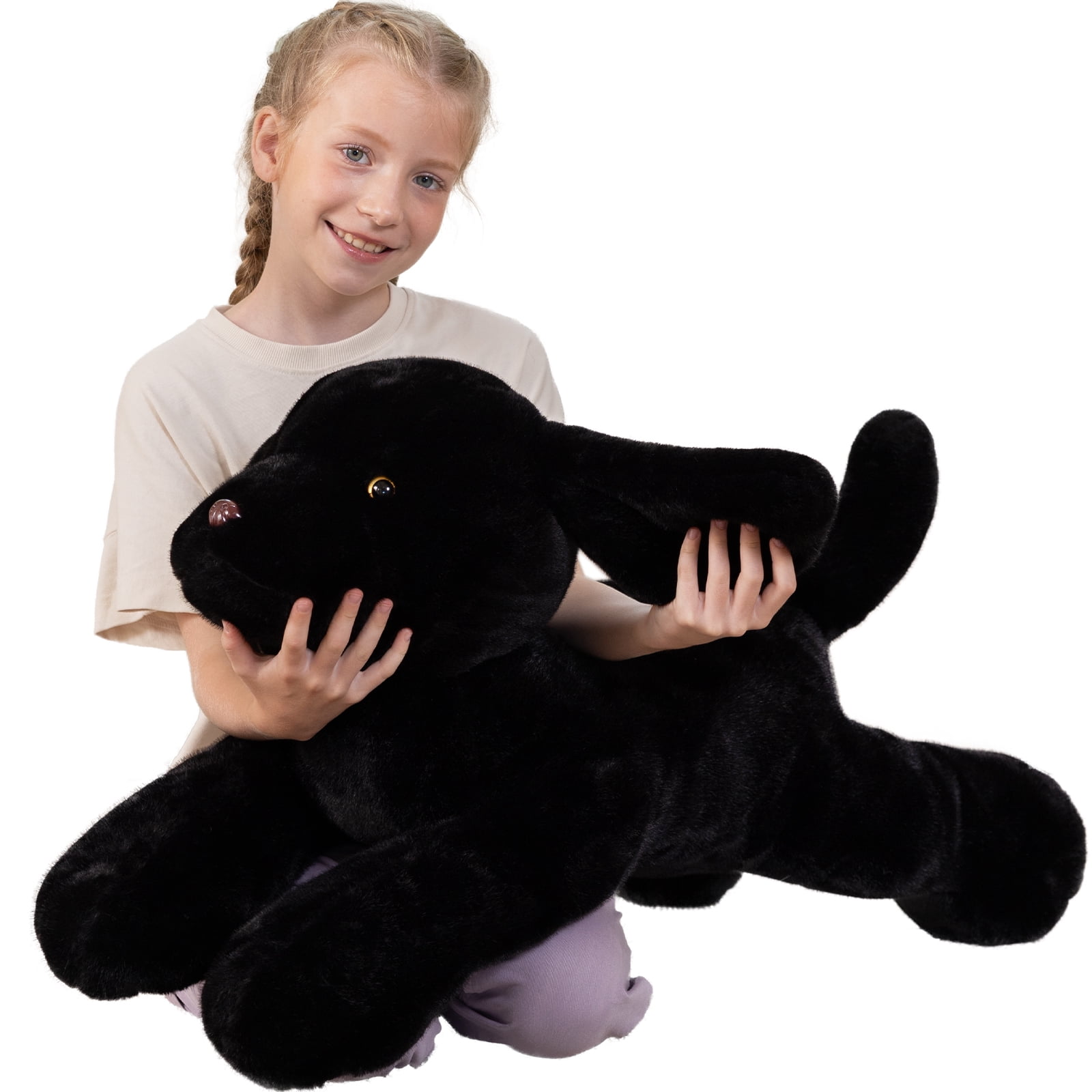 MorisMos 31.5'' Giant Black Lab Stuffed Animal Big Realistic Stuffed Labrador Dog Plush Toy