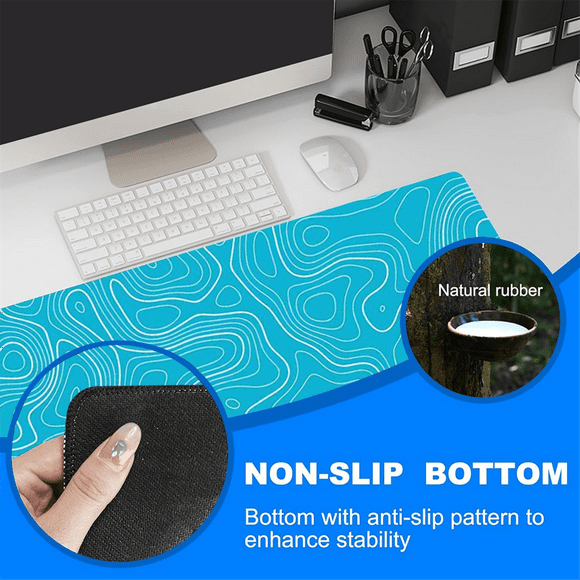 Topographic Contour Extended Big Mouse Pad Computer Keyboard Mouse Mat Mousepad with 2mm Non-Slip 11.8x31.5Inch C