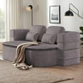 thumbnail image 5 of 75'' Convertible Floor Folding Couch, 2-in-1 Sleeper Sofa Bed with Memory Foam, Foldable Sofa with 4 Pillows & Blanket for Living Room, Apartment, No Assembly Needed, 5 of 9