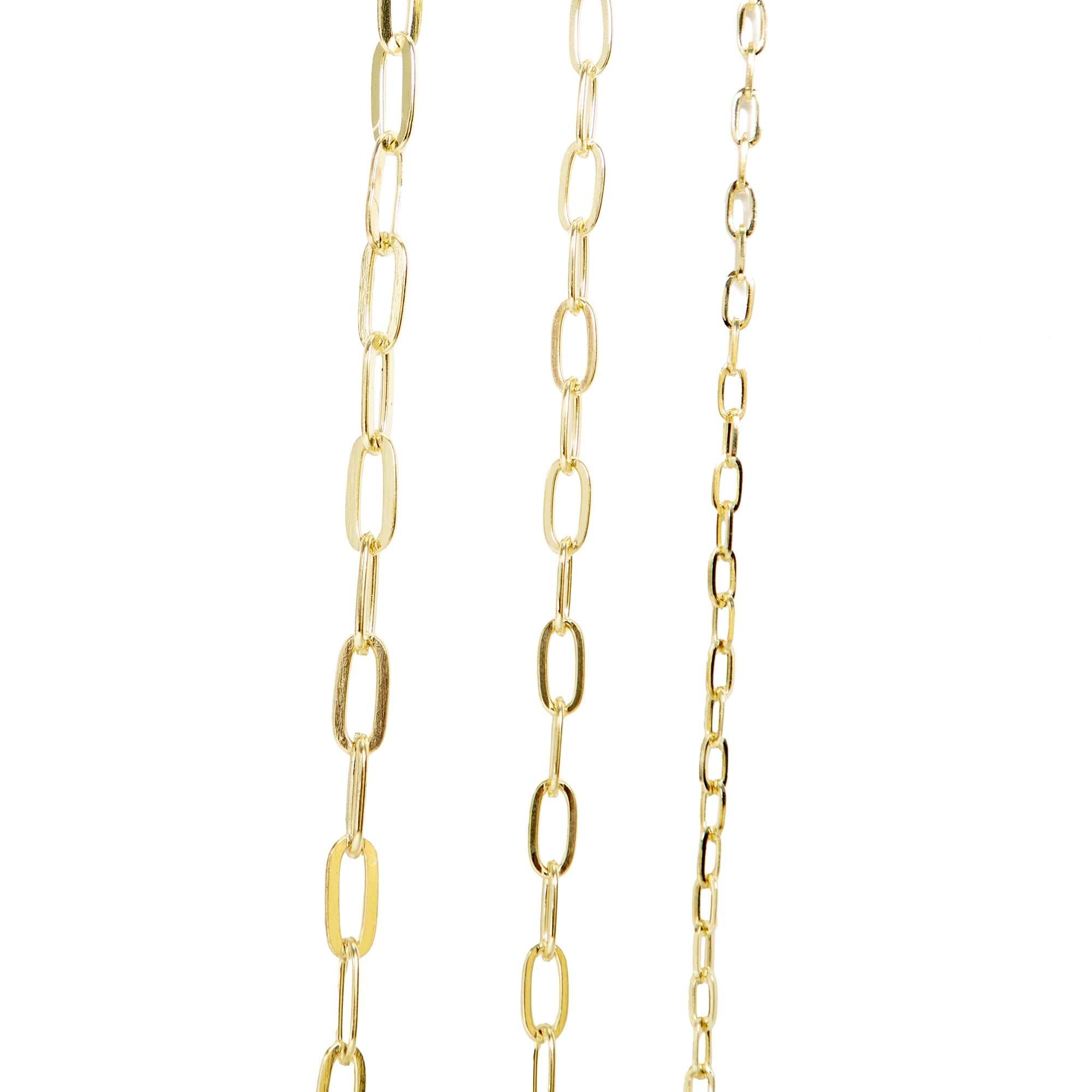 Cousin DIY 18 in Dainty Oval Chain with 3 in Extenders, 3 Sizes, Gold Finish Metal, Adult