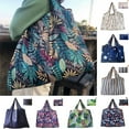 thumbnail image 2 of CNKOO Flower Star Stripe Reusable Folding Women Shopping Bag Large Capacity Pouch Tote, 2 of 12