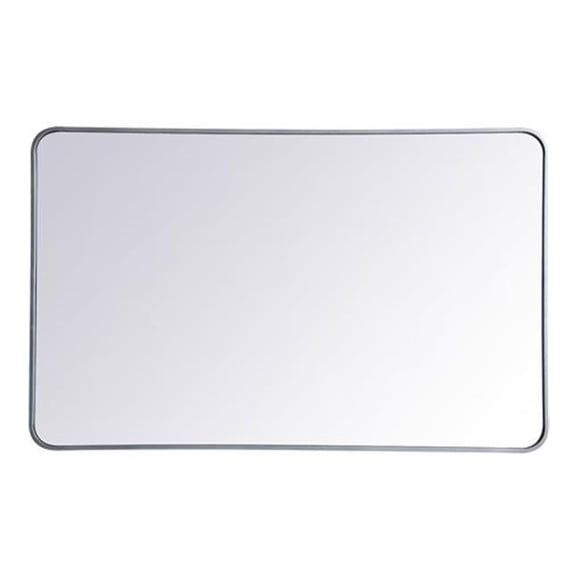 Elegant Lighting MR803048S 30 x 48 in. Evermore Soft Corner Rectangular Metal Mirror, Silver