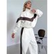 thumbnail image 4 of Conjunto Deportivo de Dos Piezas para Mujer: Sudadera con Cremallera, Pantalones de Chándal Anchos A Rayas en Contraste, Chándal de Viaje. L, 4 of 10