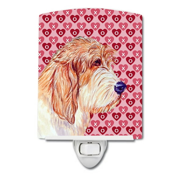 Caroline's Treasures LH9172CNL Petit Basset Griffon Vendeen Hearts Love Valentine's Day Ceramic Night Light, 6x4x3",