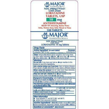 Major Loratadine Tablets, 10mg, 100 Count