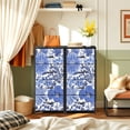 thumbnail image 6 of 4 Drawer Vertical Storage Dresser Decorative blue flowers Ethnic Oriental with Wood Top Fabric Pull Drawers, 6 of 8