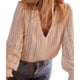thumbnail image 2 of Blusas de Larga para Mujer, con Encaje Festoneado y Ojales, Cuello en V, Informales, Holgadas, A . Albaricoque S, 2 of 9