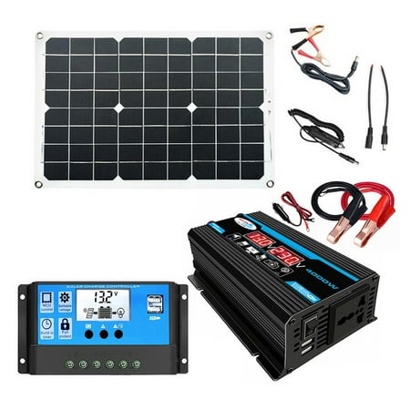 

Fovolat 12V Monocrystalline Solar Panel Kit|Flexible Solar System kit 30A Controller Connector|300W Solar Inverter for Home RV Trailer Caravan Boats